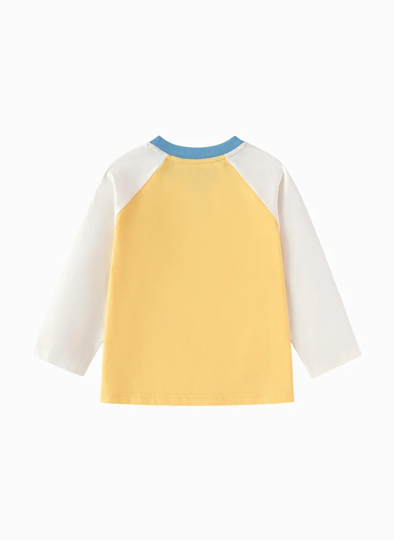 Balabala Yellow Toddler Boys Round v-neck long-sleeved T-shirt for Men | Best Price UAE